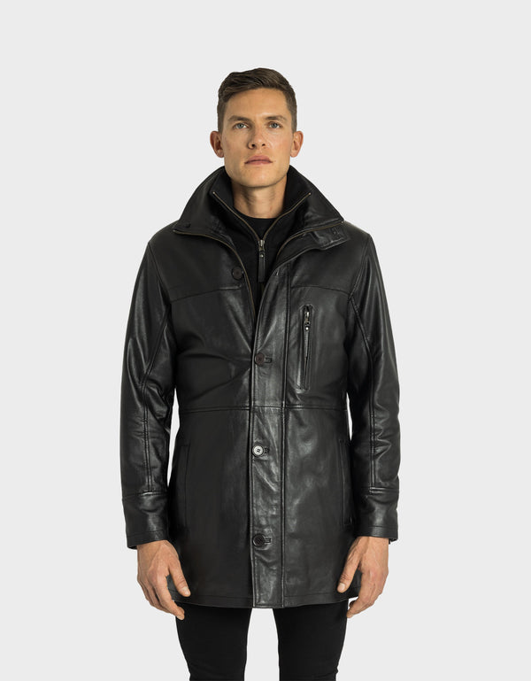 MARC MEN'S LONG LEATHER JACKET | BLACK